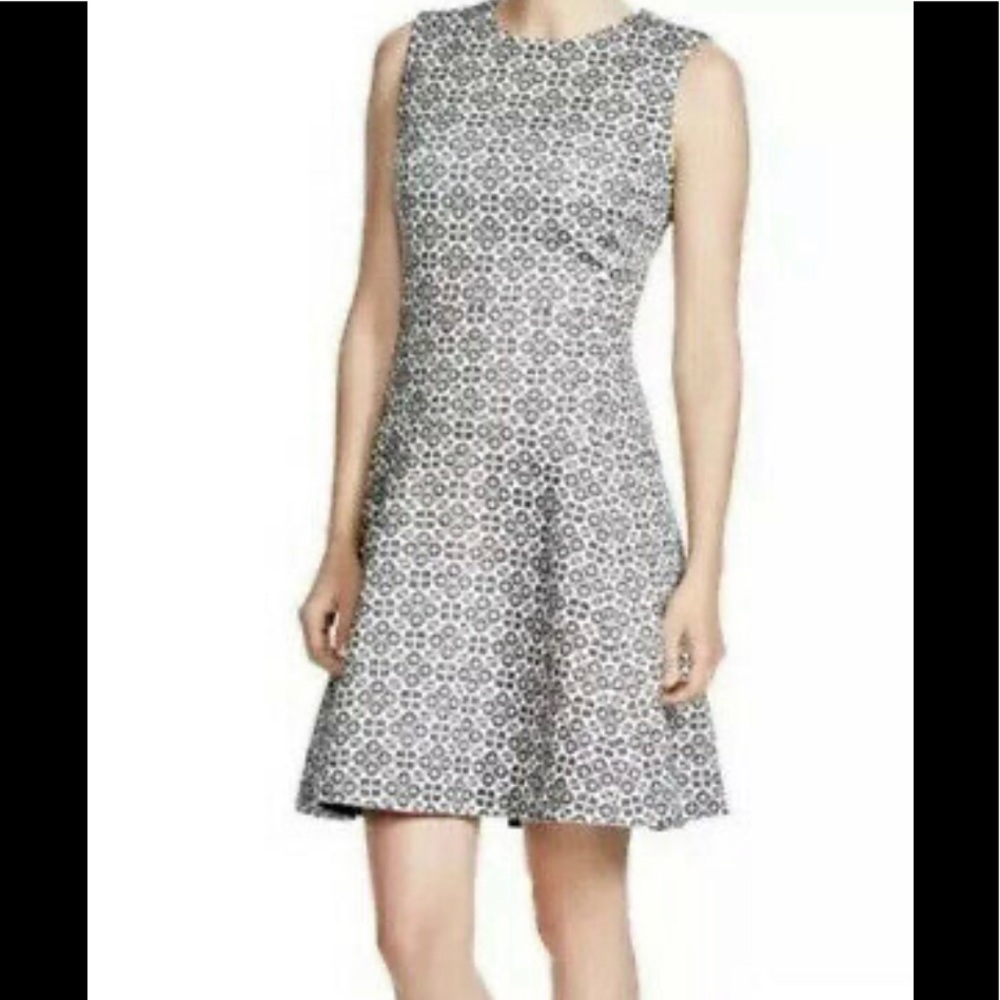 Tory Burch Textured Burlap Print A Line Dress 12 - image 1